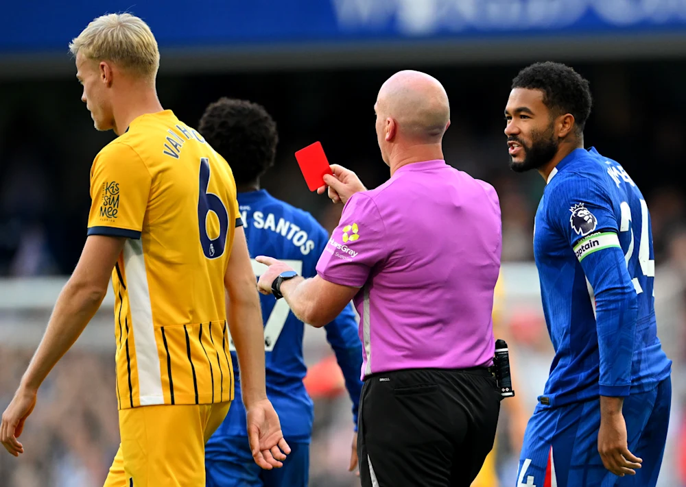 Referee Simone Hopper shows Chelsea Defender Chalobah Red Card after denying a goal scoring opportunity (Photo Credit: Chelsea website)