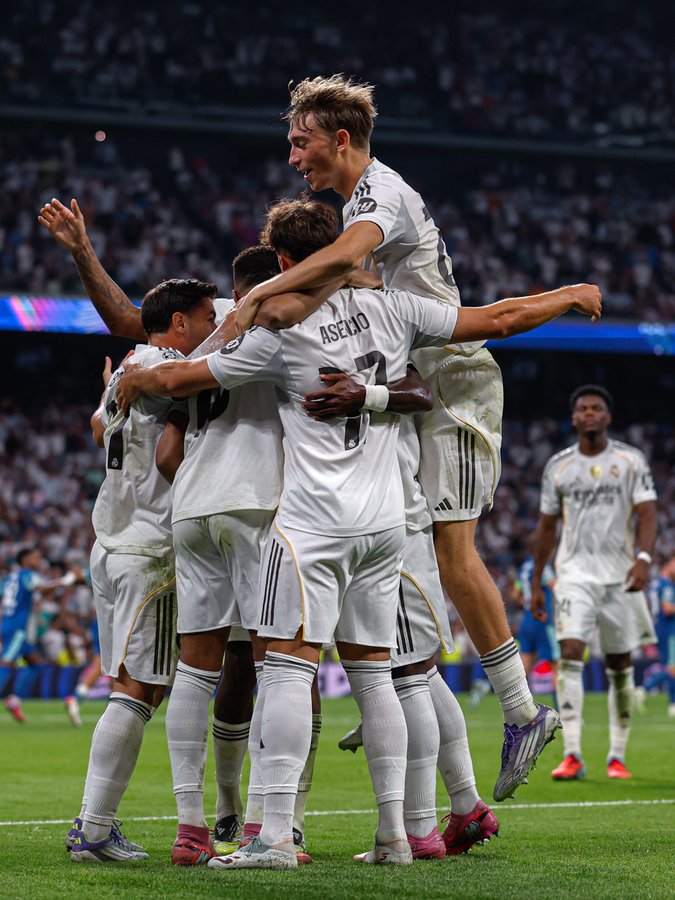 Real Madrid players celebrates (Photo Credit: Madrid via X)