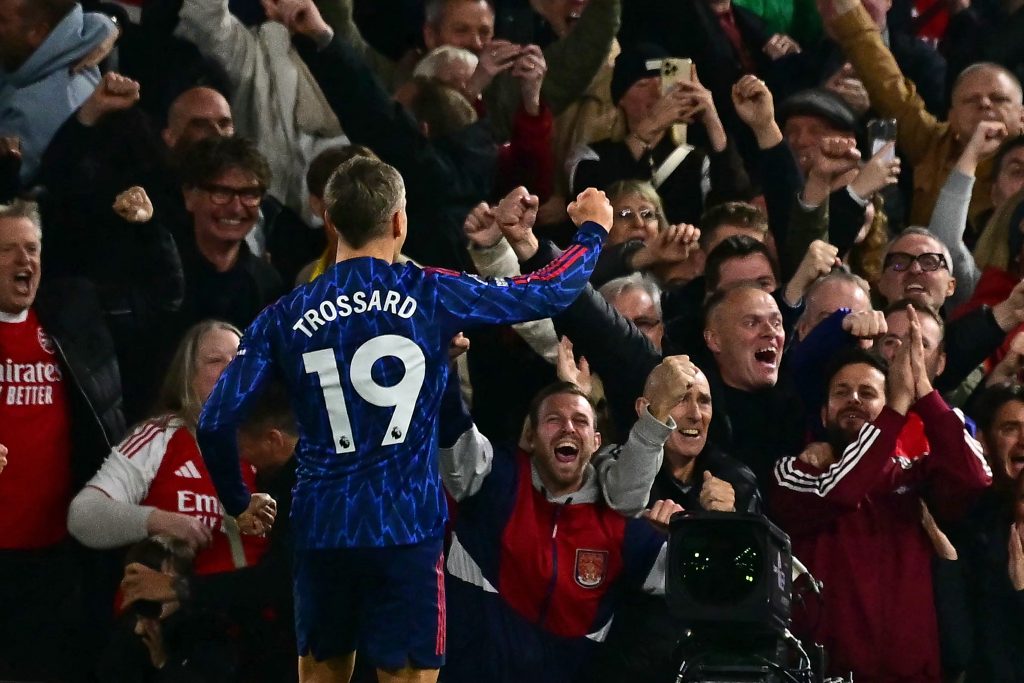 Leandro Trossard after scoring against Fulham (Photo Credit:  Arsenal X handle)