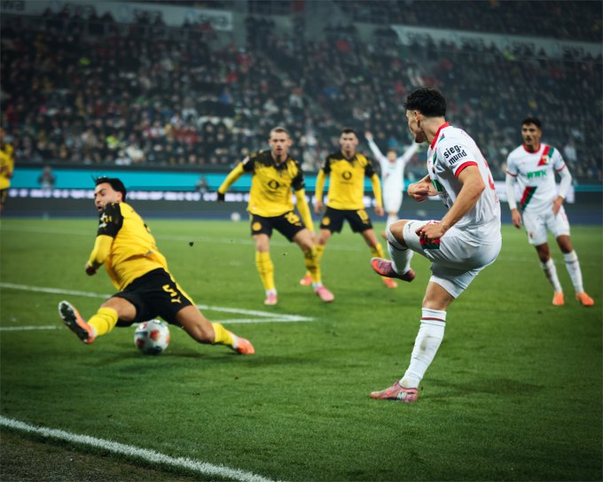 Augsburd Vs Dortmund in Budesliga clash (Photo Credit: Augsburg X handle)