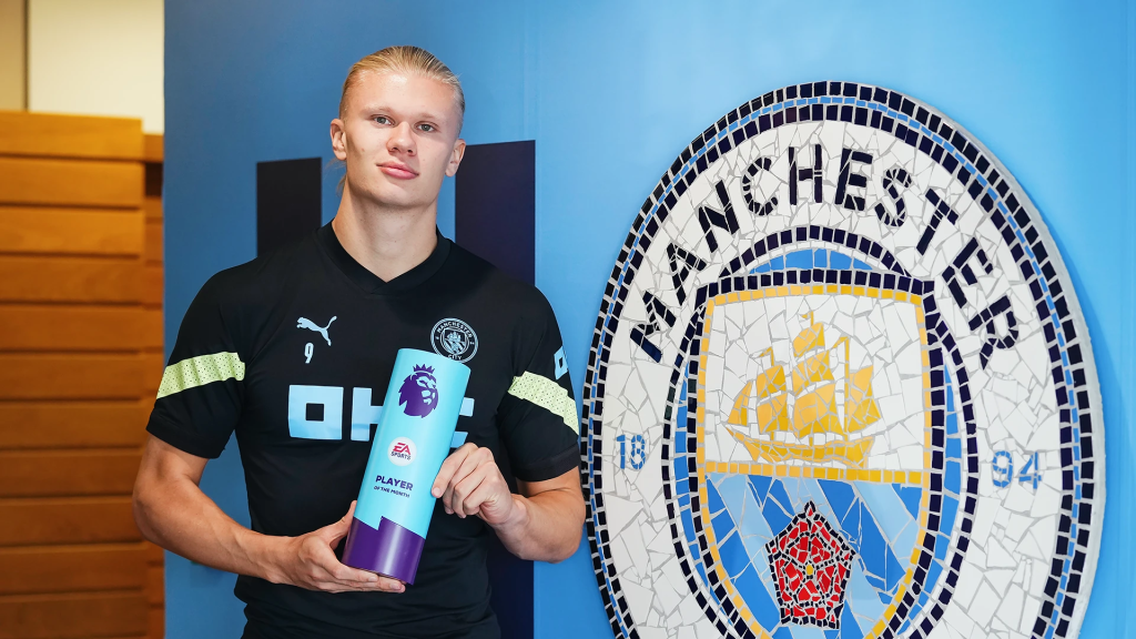 Premier League player of the month for september Erling Haaland (Photo Credit: Manchester City website)