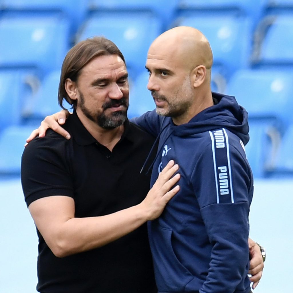 Daniel Farke and Pep Guardiola (Photo Credit: Leeds United via X)
