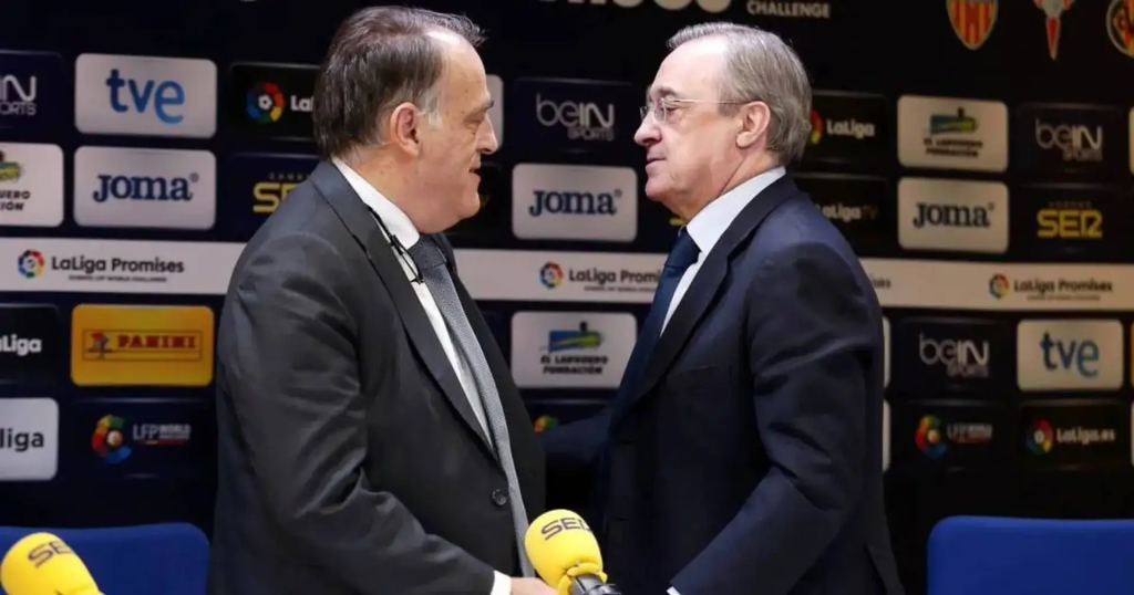 Real Madrid president Florentino Pérez and La Liga President Javier Tebas (Photo Credit: La liga website)