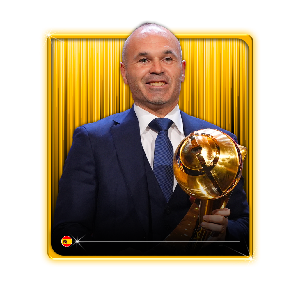 Andrés Iniesta Honoured With Globe Soccer Player Career Award at 2025 Ceremony - Photo Credit : Globesoccer, Official Website