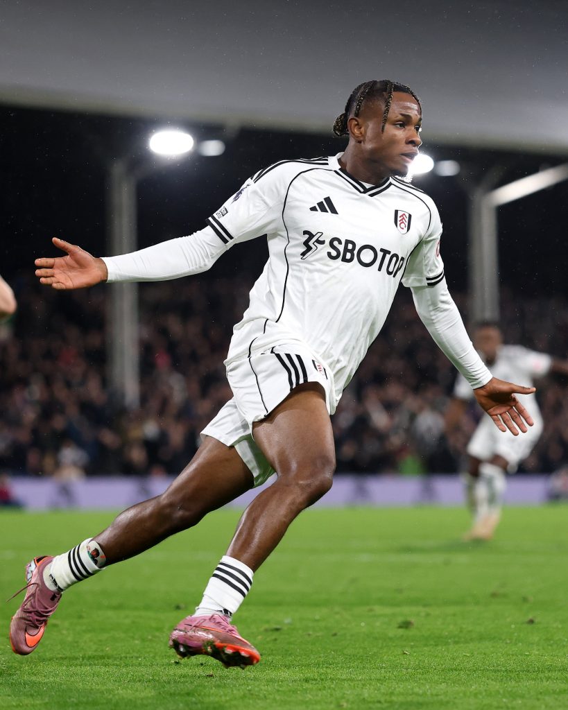 Samuel Chukwueze after scoring twice to drag Fulham back into the game (Photo Credit: Fulham via X)