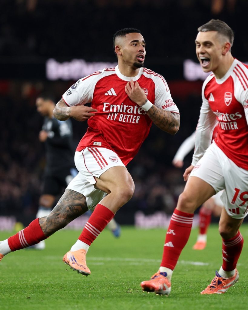 Gabriel Jesus celebrate after scoring (Photo Credit: Arsenal via X)