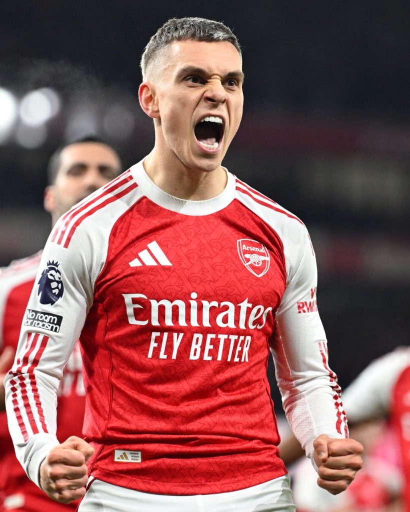 L. Trossard celebrate after scoring (Photo Credit: Arsenal via X)