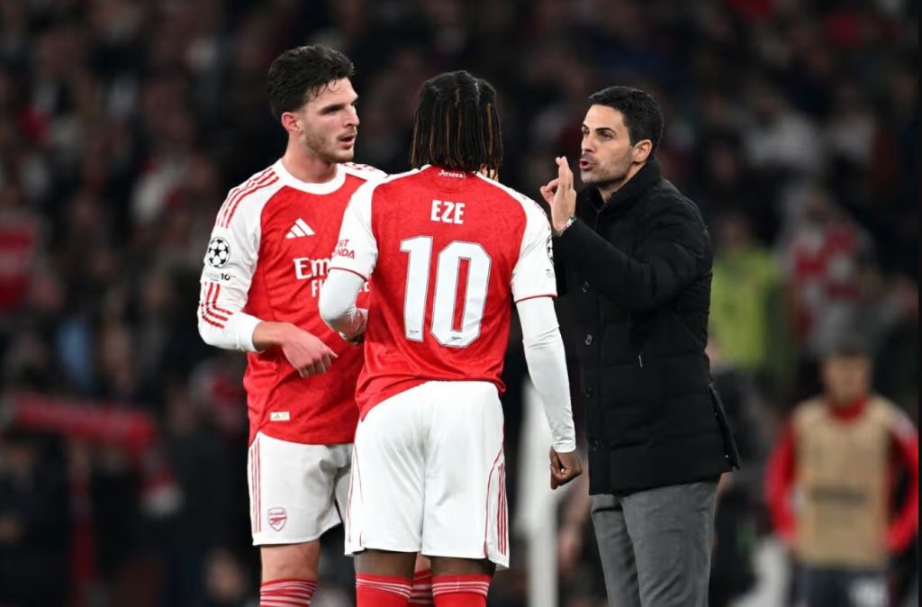 Mikel Arteta and Eberechi Eze. (Photo Credit: Arsenal Media).