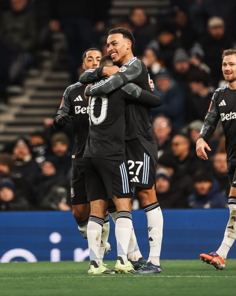 Emil Buendia and Rogers  after scoring (Photo Credit: Aston Villa via X)