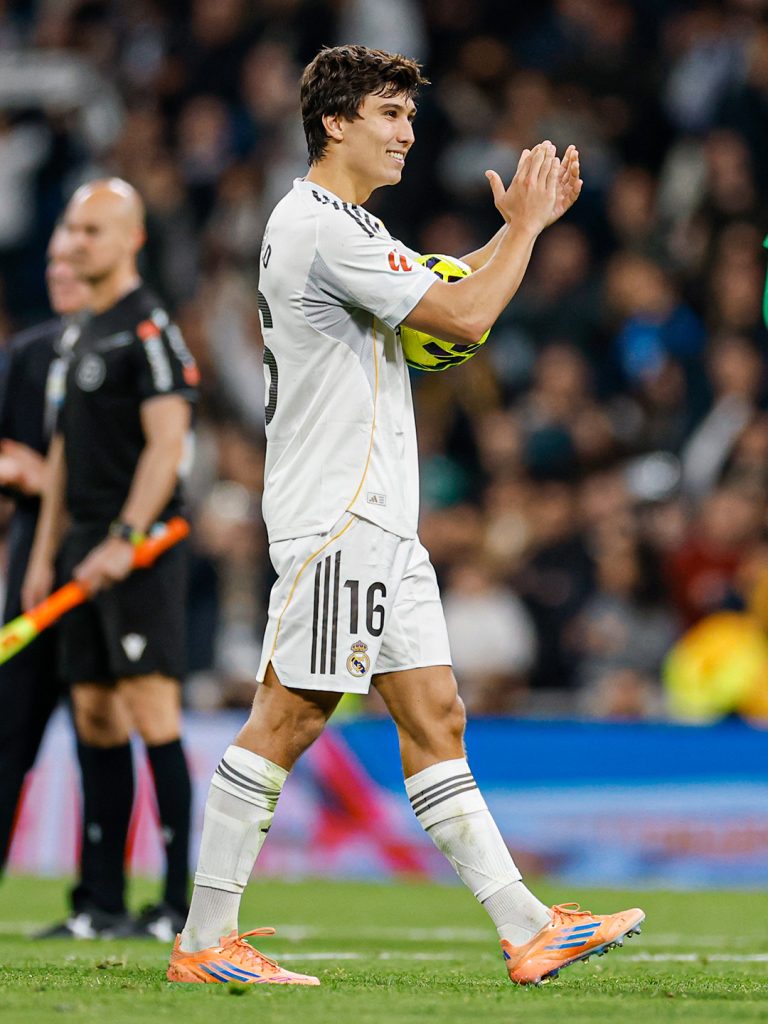 Gonzalo Garcia with the match ball after scoring a hatrick against Real Betis (Photo Credit: Real Madrid via X)