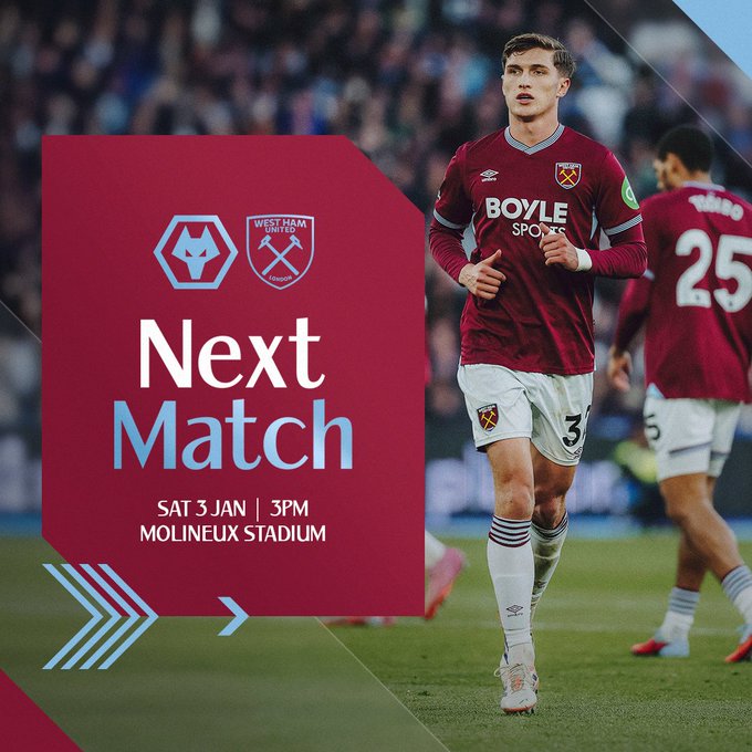 Wolverhampton Wanderers vs West Ham United.(photo credit: westham united via x)