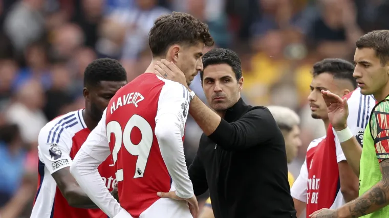 Kai Havertz and Mikel Arteta (Photo Credit: Arsenal via X)