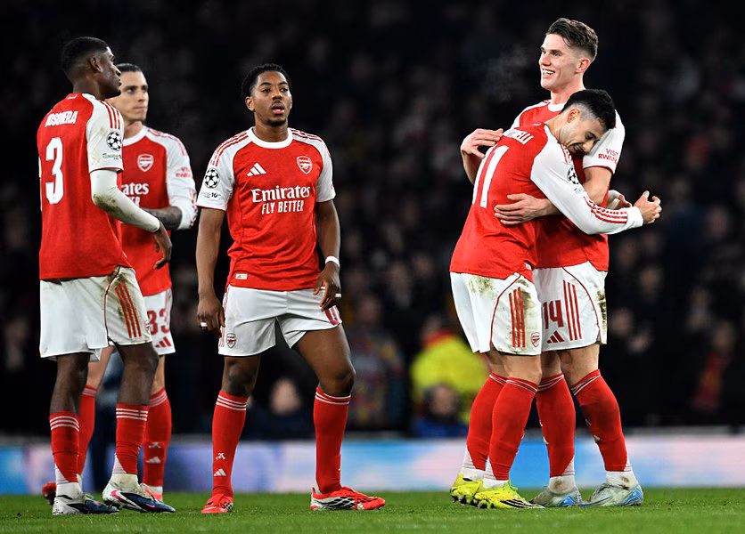 Arsenal players after scoring (Photo Credit: Arsenal website)