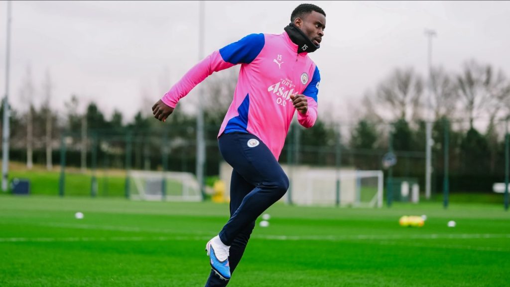 Marc Guehi in training. (Photo Credit: Manchester City Media).