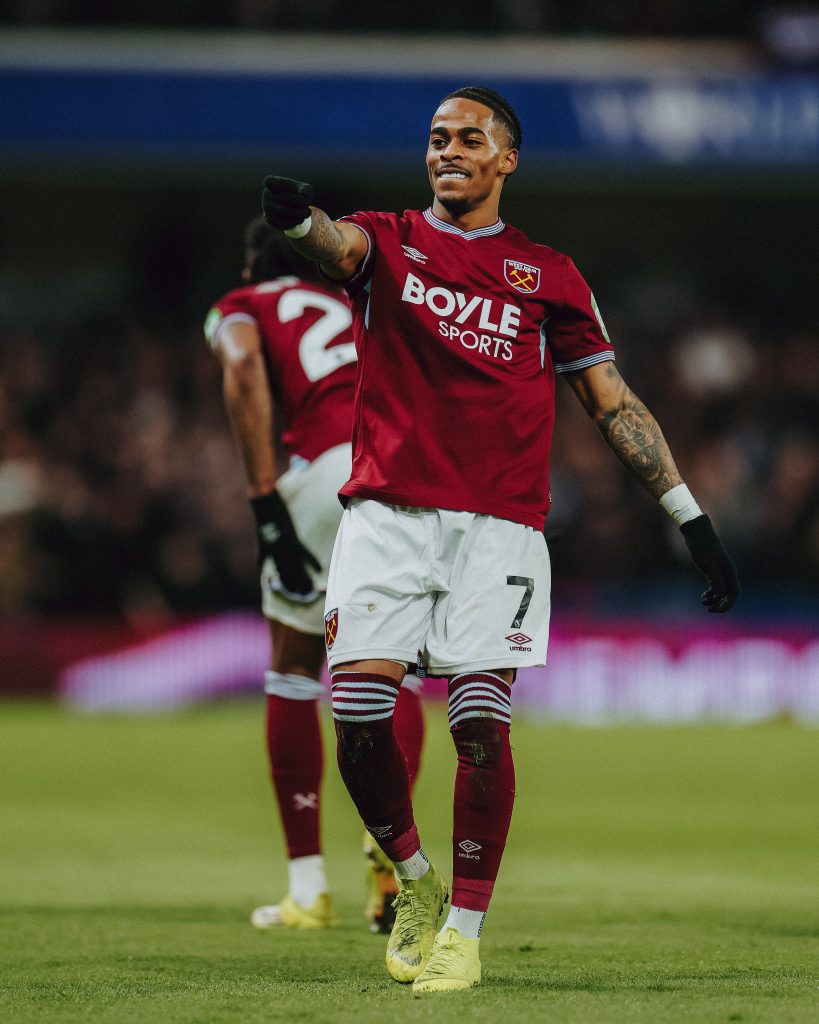 Crysencio Summerville after scoring for west ham (Photo Credit: West Ham via X)