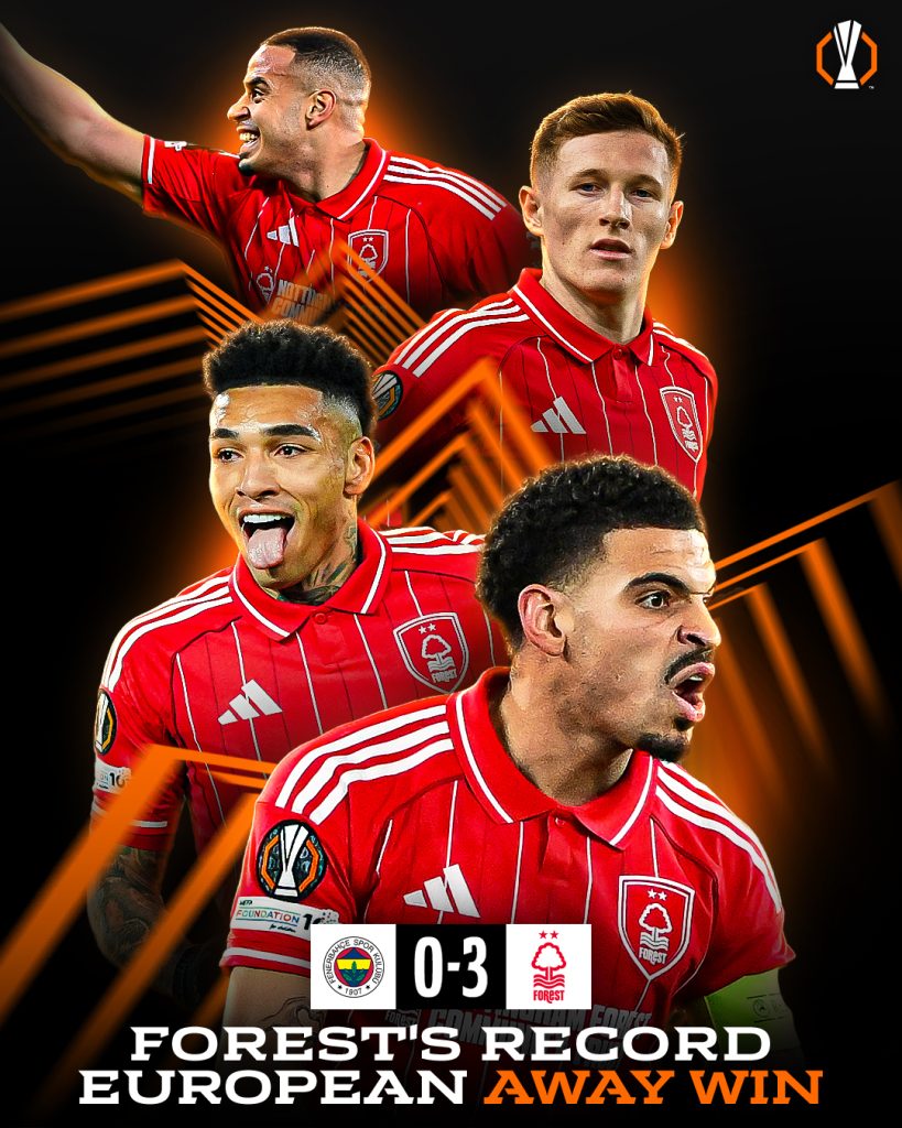 Fenerbahçe 3–0 home defeat to Nottingham Forest - Photo Credit : Nottingham Forest, X