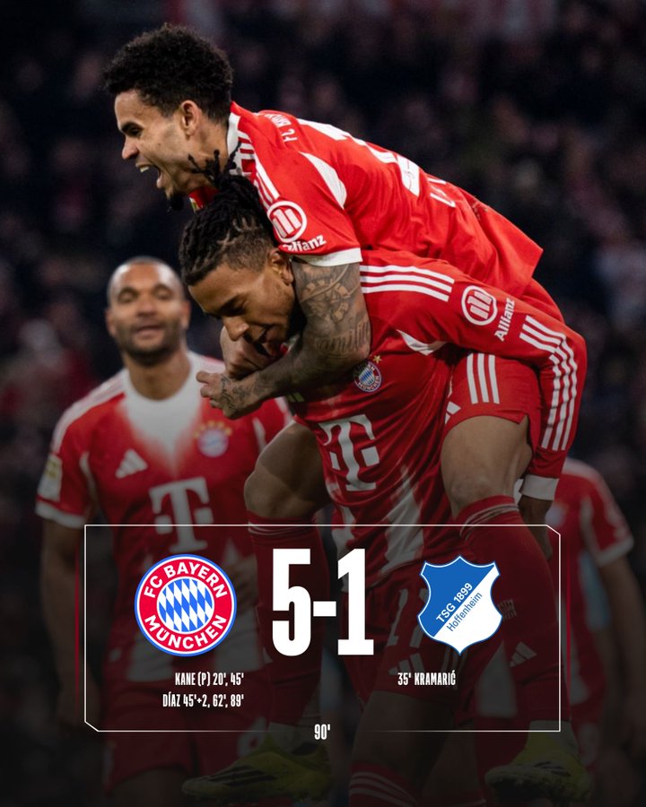 Bayern Munich 5–1 win over Hoffenheim - photo credit: Bayern Munich via x