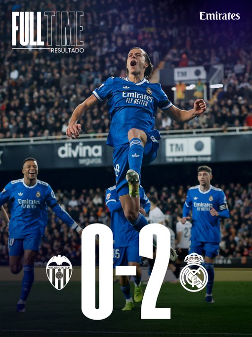 Real Madrid beat Valencia 2–0 - photo credit: Real Madrid via x