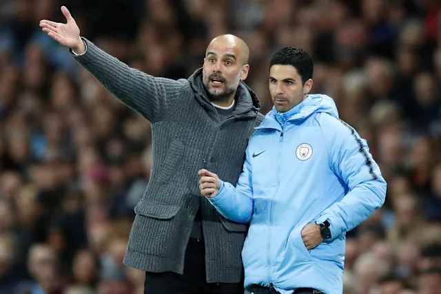 Mikel Arteta and Pep Guardiola - Photo Credit :  Yahoo Sports