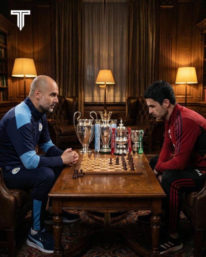 Mikel Arteta clash with Pep Guardiola playing Chess - Photo Credit : Softfootball Media