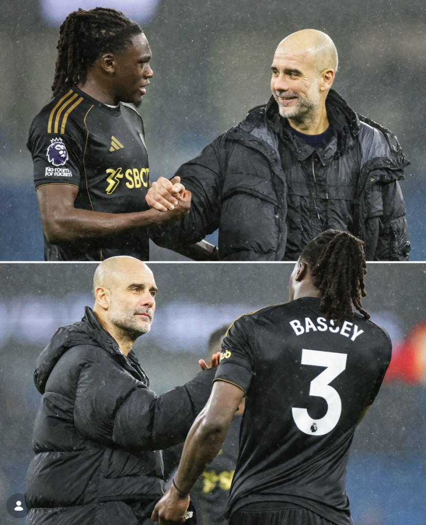Calvin Bassey and Pep Guardiola after a Post Match Exchange - Photo Credit : afrikfootng, Instagram