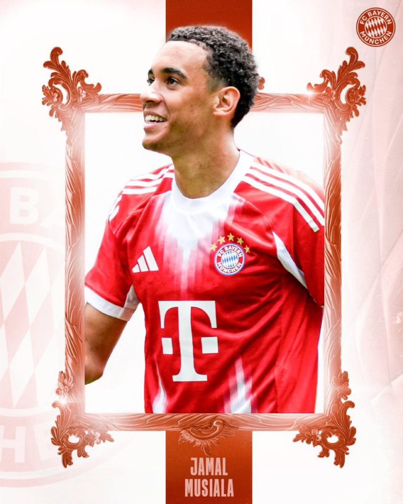 Jamal Musiala becomes the 𝗬𝗢𝗨𝗡𝗚𝗘𝗦𝗧 player to reach 100 Bundesliga wins - Photo credit: Bayern Munich via x