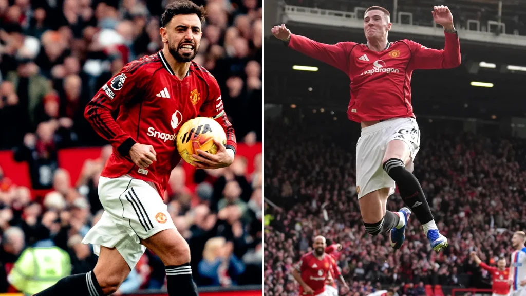 Bruno Fernandes converted in the 57th minute to level the score at 1-1 in Crsytal palace vs Manchester United - Photo Credit : The sun 