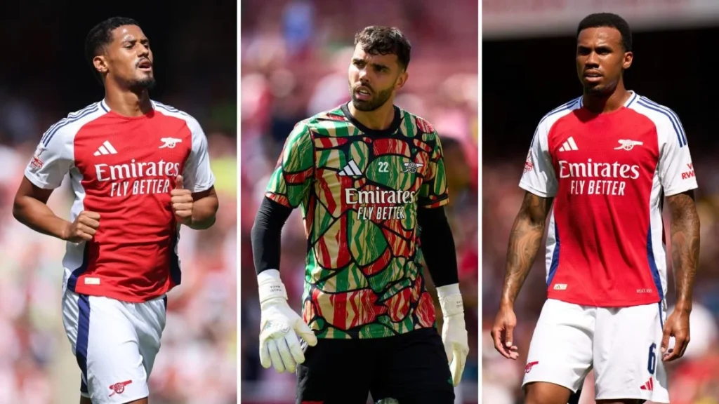 Gabriel Magalhães, William Saliba, and goalkeeper David Raya - Photo Credit : Arsenalinsider