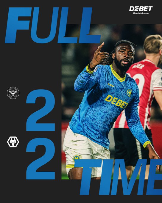 brentford 2-2 wolves. (photo credit: wolves via x)