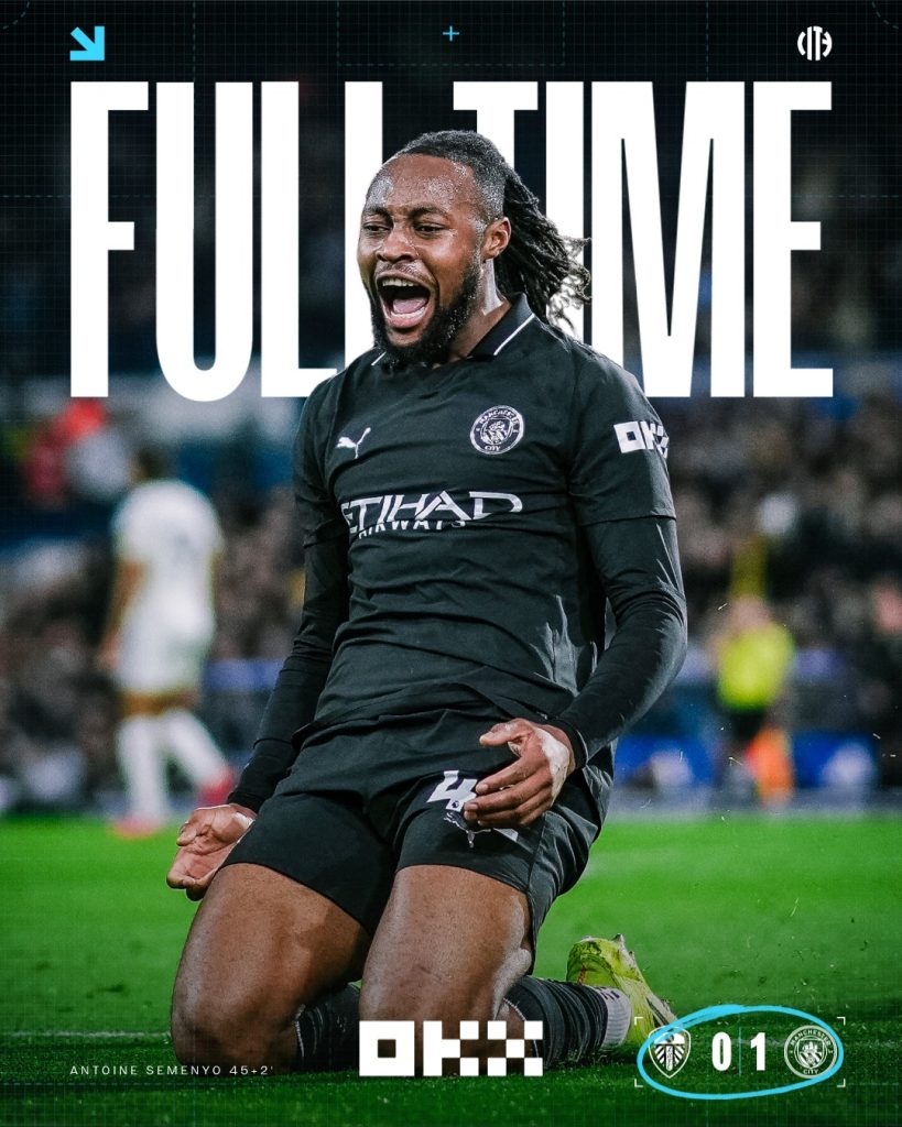 Manchester City Edge Leeds 1-0 to Pile Pressure on Arsenal - Manchester City, X