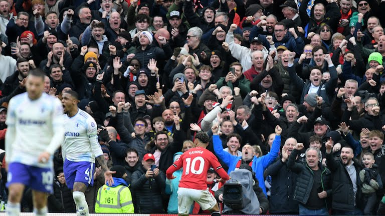 Manchester United's Matheus Cunha celebrates scoring their second goal - Photo Credit : Reuters