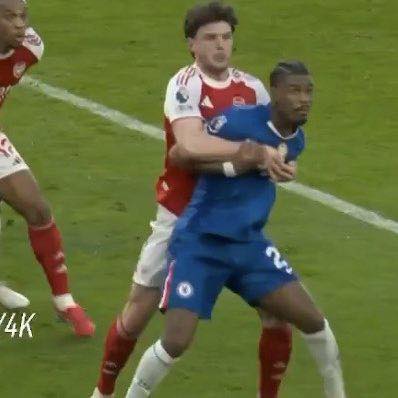 Rice’s physical contact, including holding and possible hand involvement during an aerial challenge with hato - Photo Credit - Beyond the match, Facebook