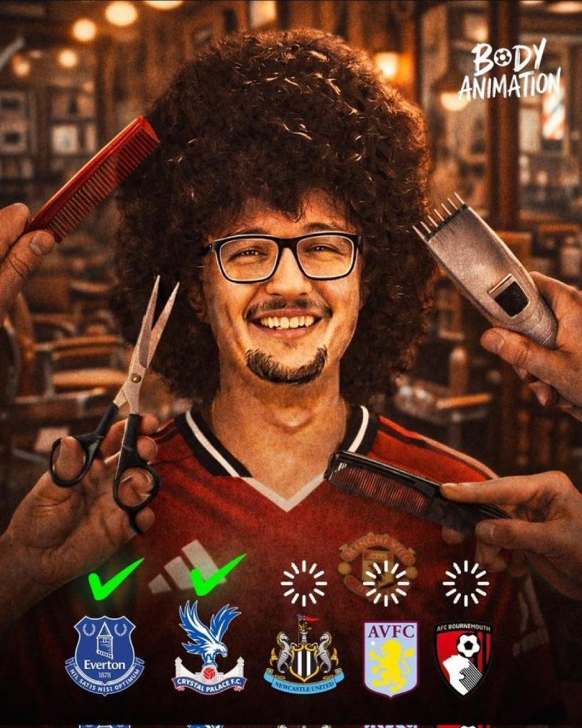 United rebuilding another run for Frank Ilett to cut his hair. They have secured a 1-0 away win over Everton F.C. and followed it up with a 2-1 home victory against Crystal Palace - Photo Credit : Body Animation