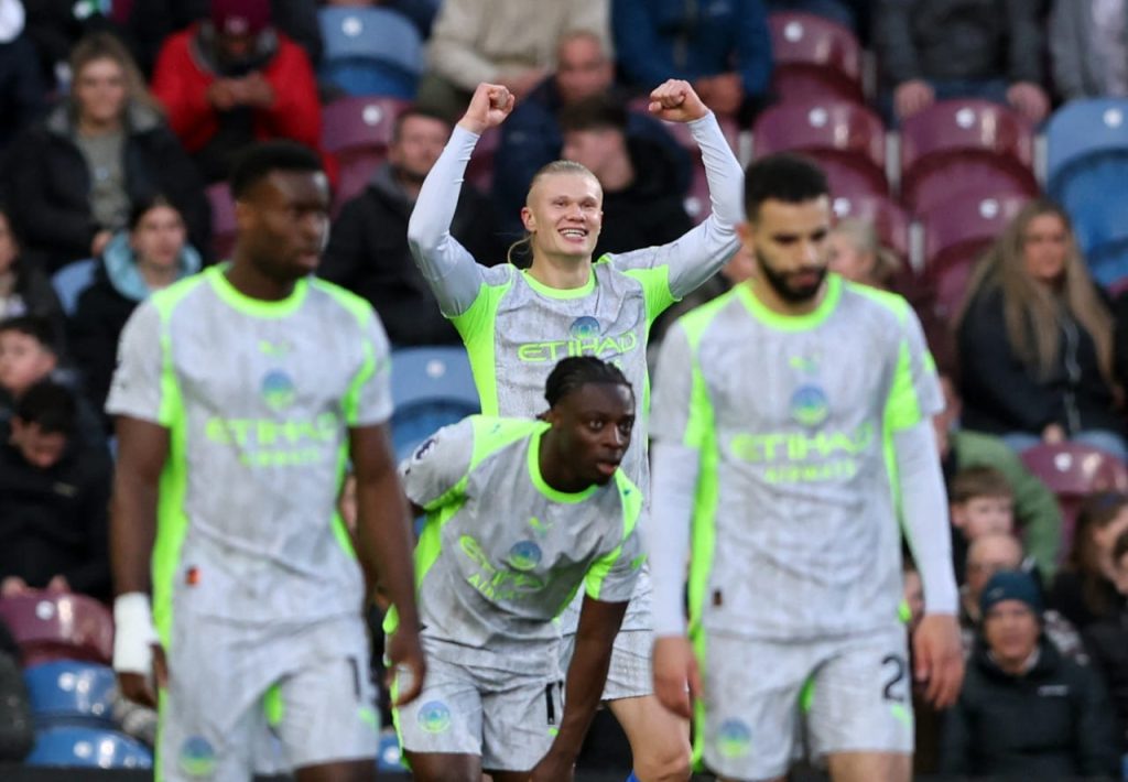 Manchester City top the Premier League on goals scored after a 1-0 win at Burnley (photo credit: Ben Jacobs on x)