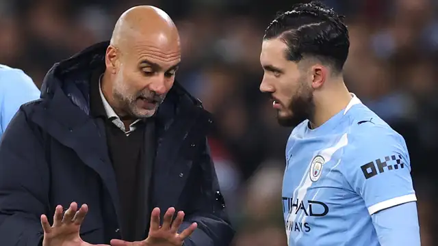 Pep Guardiola and cherki. (photo credit: Goal media)