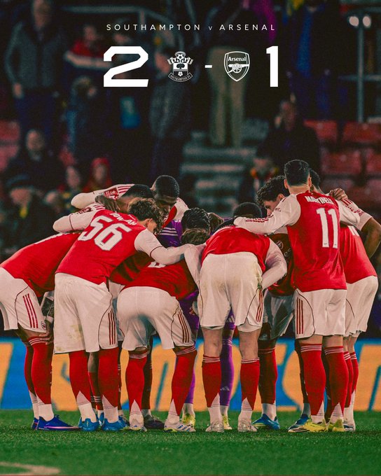 Southampton 2-1 Arsenal. (photo credit: arsenal via x)
