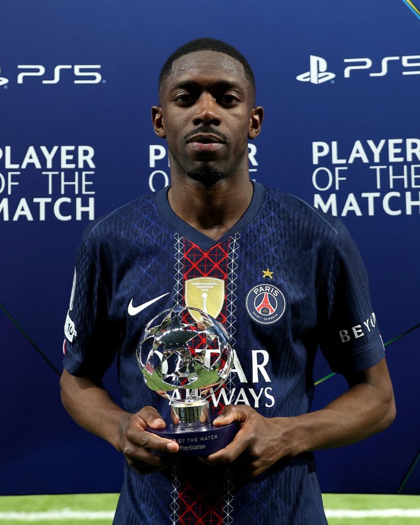 Ousmane Dembélé wins UEFA Man of the Match Award for PSG-Bayern- Photo credit: Fabrizio Romano via X