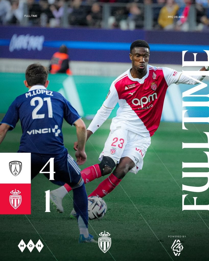 Paris fc 4-1 as Monaco (photo credit: as Monaco via x)
