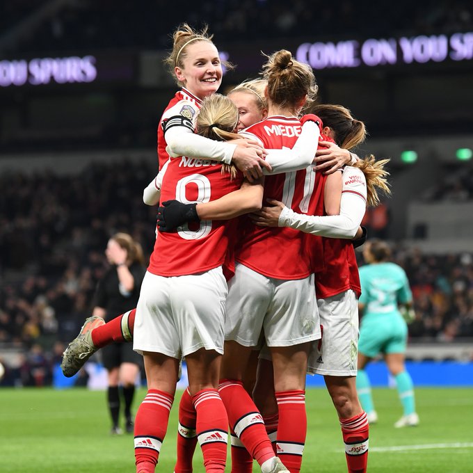 Arsenal women celebrating. (photo credit: arsenal women via x)