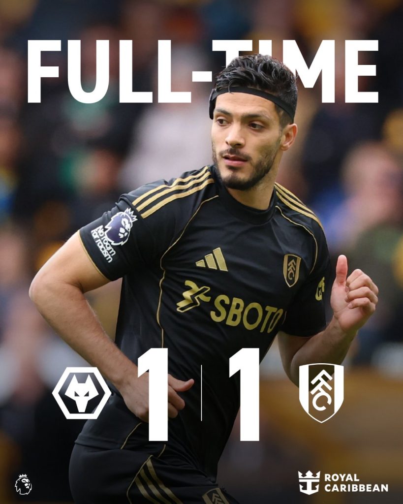 Fulham with a 1–1 draw against Wolverhampton Wanderers - Photo Credit : Fulham Football Club, X