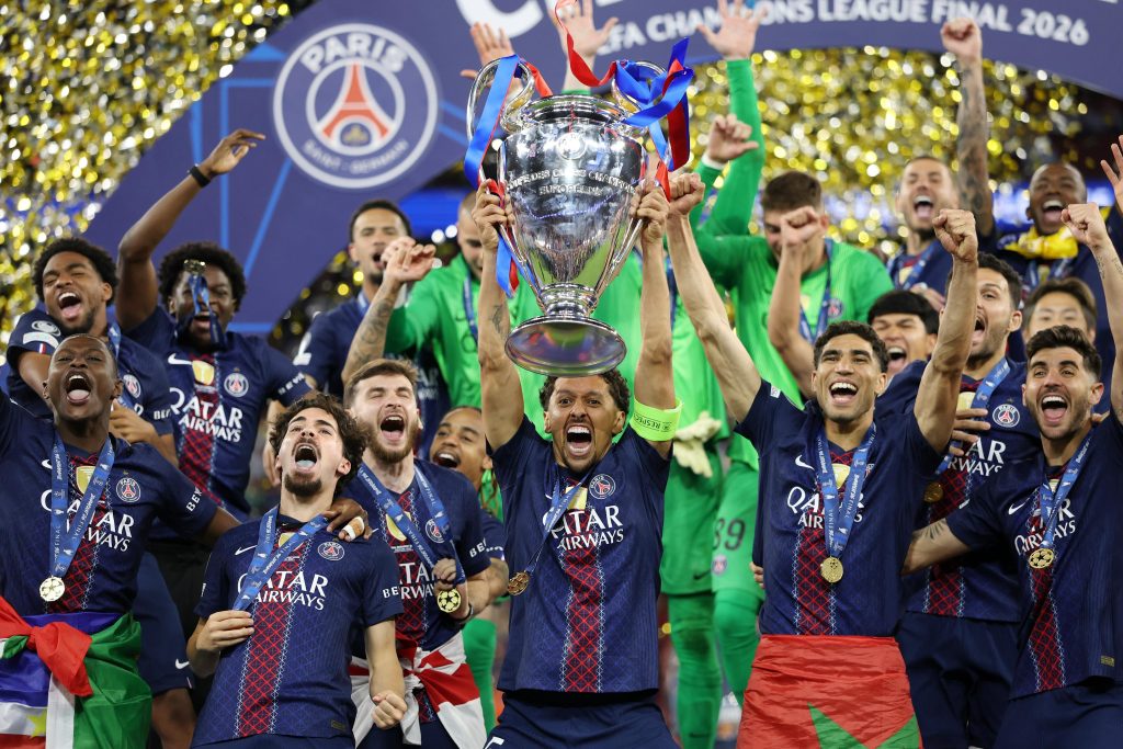 Paris Saint-Germain lift the Champions League trophy… again! - Photo Credit : Paris Saint Germain, X