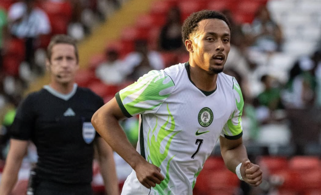 Femi Azeez Representing Nigeria during Super Eagles 2–0 win over Zimbabwe in Unity Cup Semi‑Final - Photo Credit : Super Eagles, X
