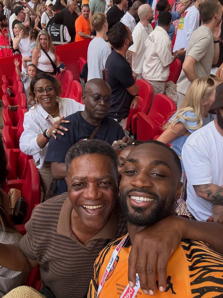 Semi Ajayi, his dad, and other relatives were in the stands to support him as Hull City secured promotion to the Premier League - Photo Credit : Semi Ajayi, Instagram