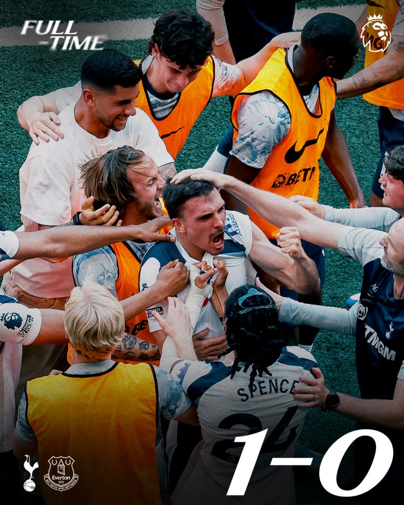 Spurs secured safety with a 1–0 victory over Everton - Photo Credit : Tottenham Hotspur, X