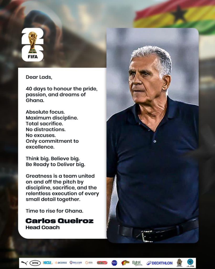 Carlos Queiroz Sends Strong World Cup Message to Ghana Squad (Photo credit: Ghana media)