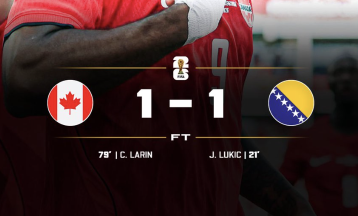Canada Held to 1–1 Draw by Bosnia and Herzegovina as Larin Cancels Out Lukić Opener - Photo Credit : Softfootball Media