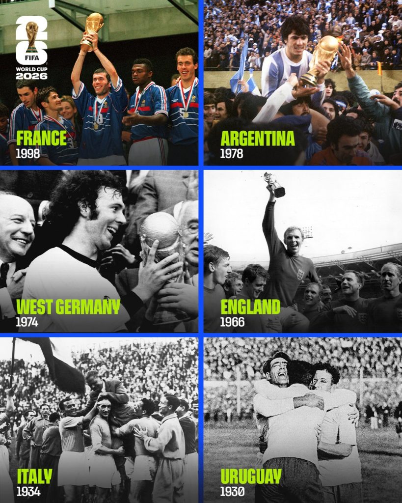 Six nations that have won the FIFAWorldCup
 as tournament hosts- Photo credit: FIFA media