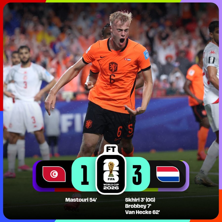 Netherlands secures top spot in Group F- Photo credit: FIFA media