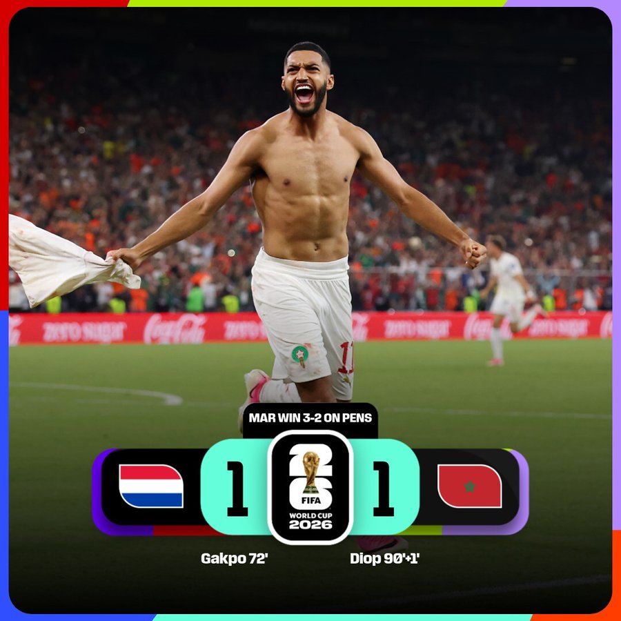 Morocco win on penalties to advance to the Round of 16- Photo credit: FIFA media