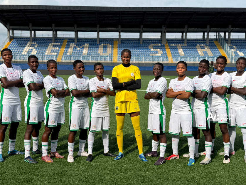 Nigeria U‑17 Flamingos team picture before they Thrash Future Stars ’99 15–0 in Ikenne - Photo Credit : Ademola Victor, X